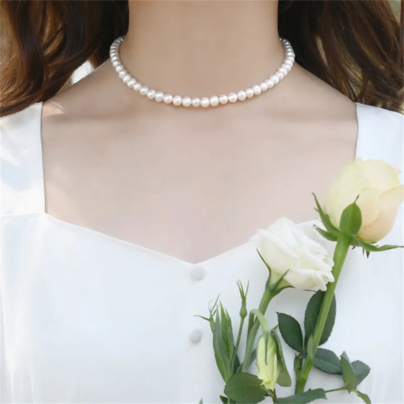 Pearl Chain Choker Necklace