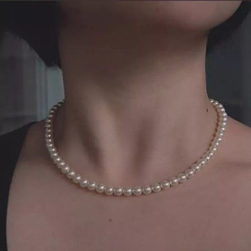 Pearl Chain Choker Necklace