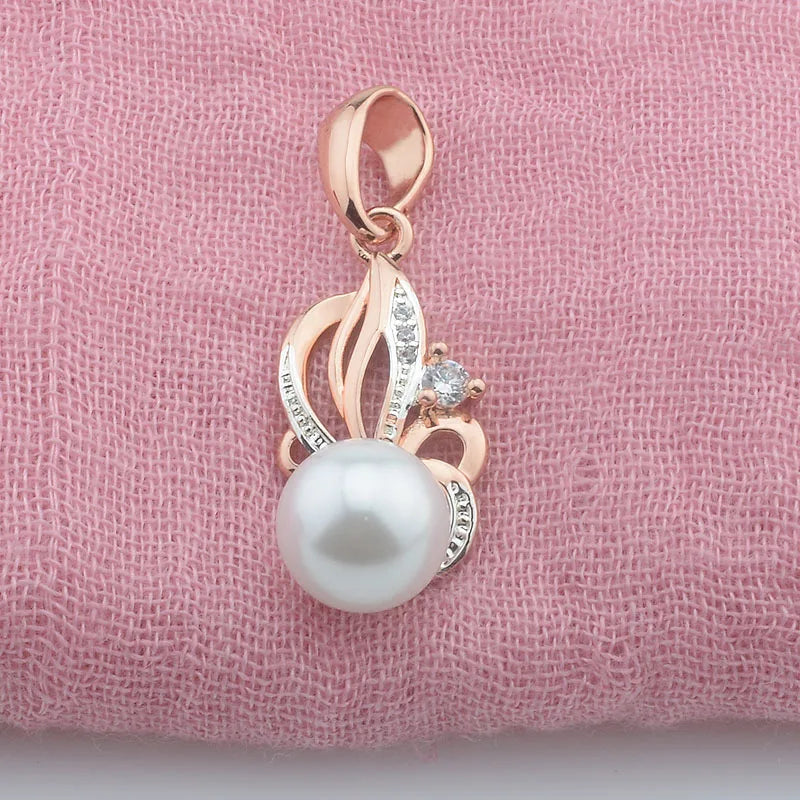 Rose Gold Round Pearl Pendant