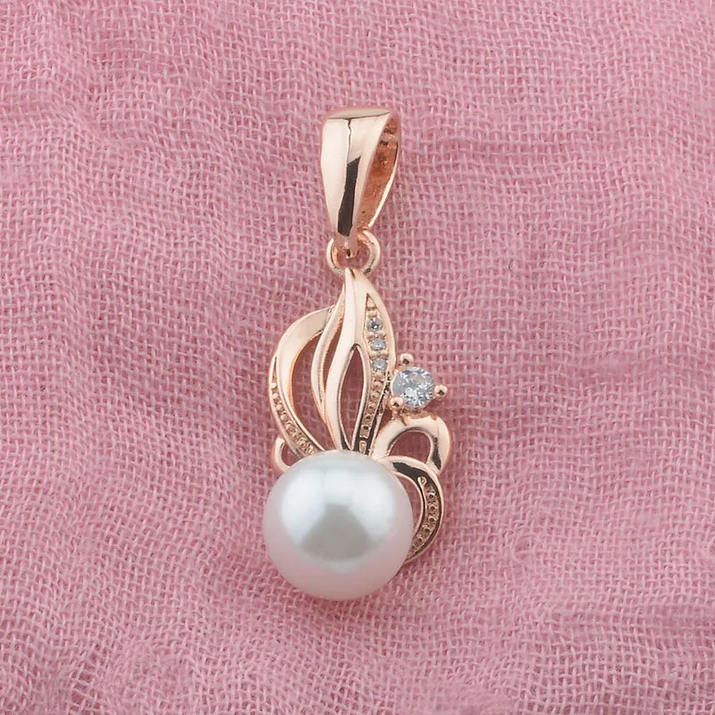 Rose Gold Round Pearl Pendant