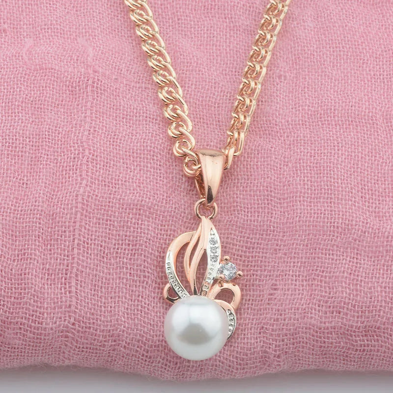 Rose Gold Round Pearl Pendant