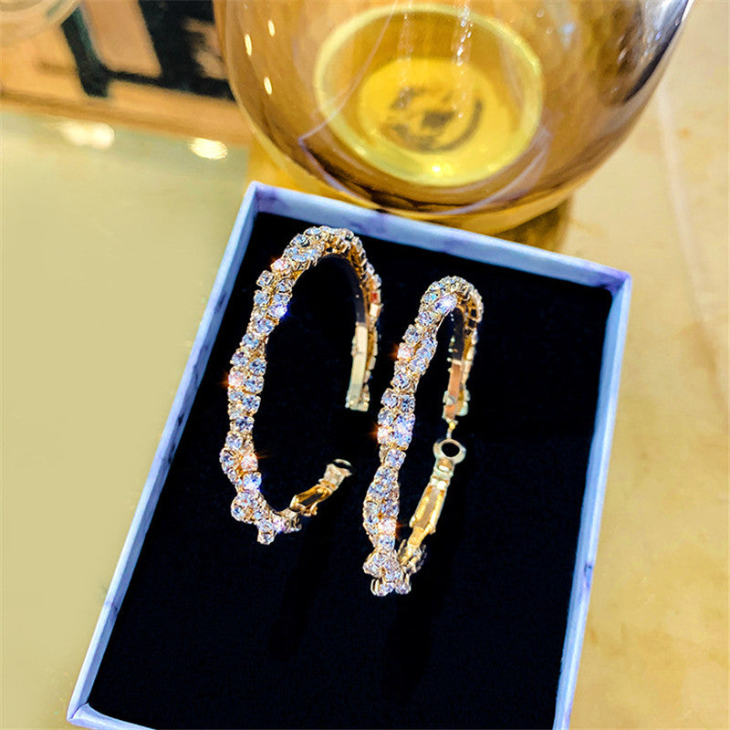 Crystal Round Hoop Earrings